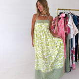 Maggie Floral Print Maxi Dress - Green