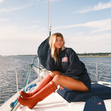 Fancy Oversized Quarter Zip Pullover - Navy