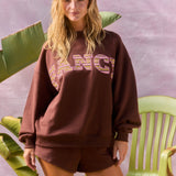 Oversized Terry Classic Striped Mockneck - Coconut Stripe