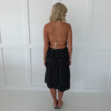 Cici Polka Dot Midi Skirt - Black