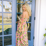 Tara Strapless Midi Dress - Yellow/Pink