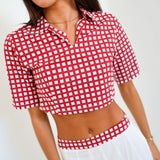 Manning Gingham Top - White/Crimson