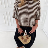 Shannon Knit Cardigan - Brown/Ivory