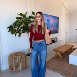 Abbey Long Sleeve Top - Scarlet