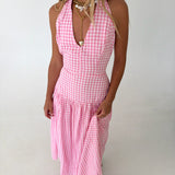 Tori Halter Neck Maxi Dress - Pink