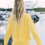 Fancy Striped Oversized Long Sleeve Top - Malibu Golden Yellow
