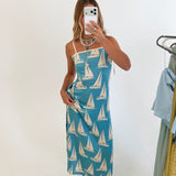Jamie Printed Midi Dress - Blue Waves