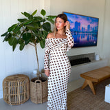 Thelma Off The Shoulder Maxi Dress - Gold Halo Dot