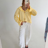 Emory Embroidery Ruffle Top - Butter Yellow