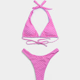 Triangle Bikini Set - Pink Polka Dot