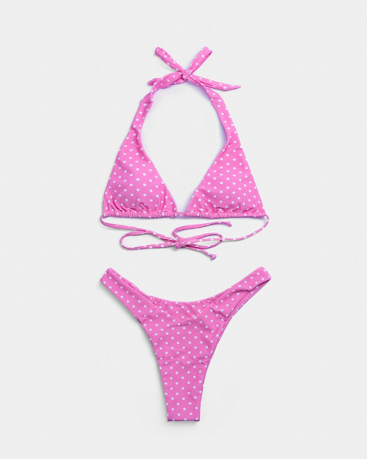 Triangle Bikini Set - Pink Polka Dot