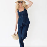 Lyric Sleeveless Denim Top- Demin