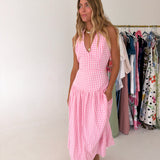 Tori Halter Neck Maxi Dress - Pink