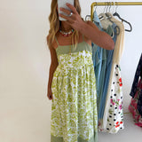 Maggie Floral Print Maxi Dress - Green