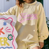 Oversized Terry Varsity Mockneck - Yellow Taffy