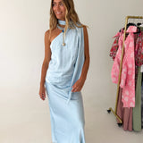 Jodee Satin Skirt Set - Light Blue