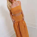 Lillian Maxi Skirt Set - Burnt Yellow Gingham