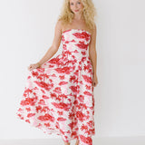 Holly Strapless Basque Dress - Pink/Red