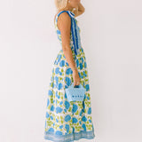 Valorie One Shoulder Maxi Skirt Set - White/Blue/Green Floral