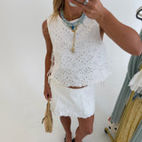 Ember Eyelet Twill Set - White