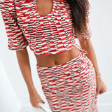 Brooklyn Bubble Sleeve Maxi Skirt Set- Red/Burgundy