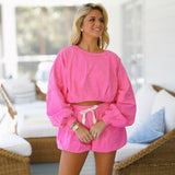 Eden Bubble Hem Shorts - Pink