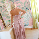 Macie Ruched Chiffon Maxi Dress - Pink