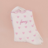 Fancy Heart Ruffle Socks - Pearl Pink
