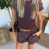 Sylvia Gingham Ruffled Mini Shorts - Red/Green