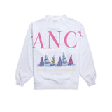 Oversized Terry Graphic Mockneck - White