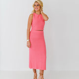 Alyssa Ribbed Sweater Top-Pink