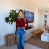 Abbey Long Sleeve Top - Scarlet