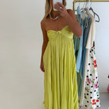 Presley Strapless Maxi Dress - Lemon Lime