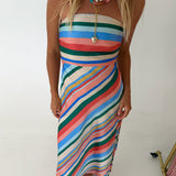 Solei Strapless Midi Dress - Summer Stripes