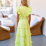 Jami Lace Midi Dress - Lime Green