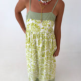Maggie Floral Print Maxi Dress - Green