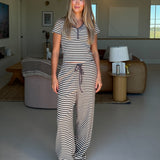 Charlie Striped Knit Pants - Charcoal