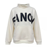 Fancy Oversized Fleece PocketCloud Mockneck - Cream/Plaid (PREORDER)