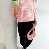 Courtney Knit Cardigan - Pink/Ivory