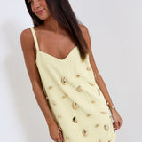 Olivia Metallic Embellished A-line Mini Dress -Butter Yellow