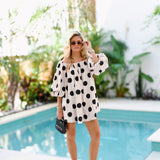 Natasha Polka Dot Mini Dress - Ivory/Black