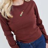 Nila Long Sleeve Sweater Tee - Brown