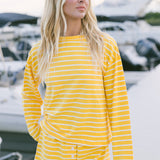 Fancy Striped Oversized Long Sleeve Top - Malibu Golden Yellow