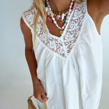 Danica Lace Trim Mini Dress - White