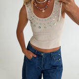 Livvy Shell Detail Tank - Cream