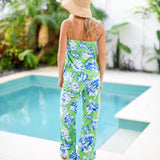 Sylvia Floral Print Pants - Green/White/Blue