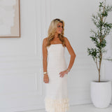 Kyla Tweed Strapless Dress - Off White