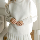 Taylor Turtleneck Sweater and Mini Skirt Set - Cream