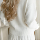 Taylor Turtleneck Sweater and Mini Skirt Set - Cream