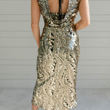 Roxy V Neck Sequin Dress - Gold/Black